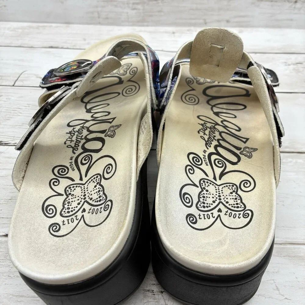 Alegria Vita Womens Slide Sandals Size 38 US 7.5 Sugar Skulls Calavera Platform